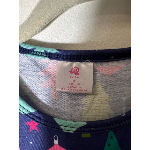 East Rose Girls Christmas Pattern Long Sleeve Dress Sz 7-8T - Picture 3 of 3